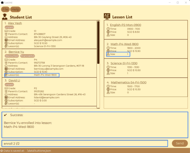 Outcome of `enroll 2 l/2`